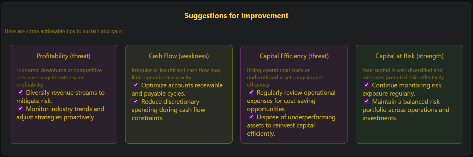 Improvement opportunities